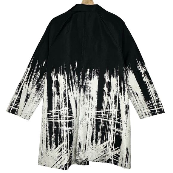 Lafayette 148 New York RARE Black White Raincoat Large Jacket Pockets Abstract - Picture 3 of 12